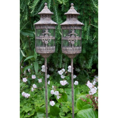 LAMPION OGRODOWY do wbicia w trawnik retro vintage METAL SZKŁO