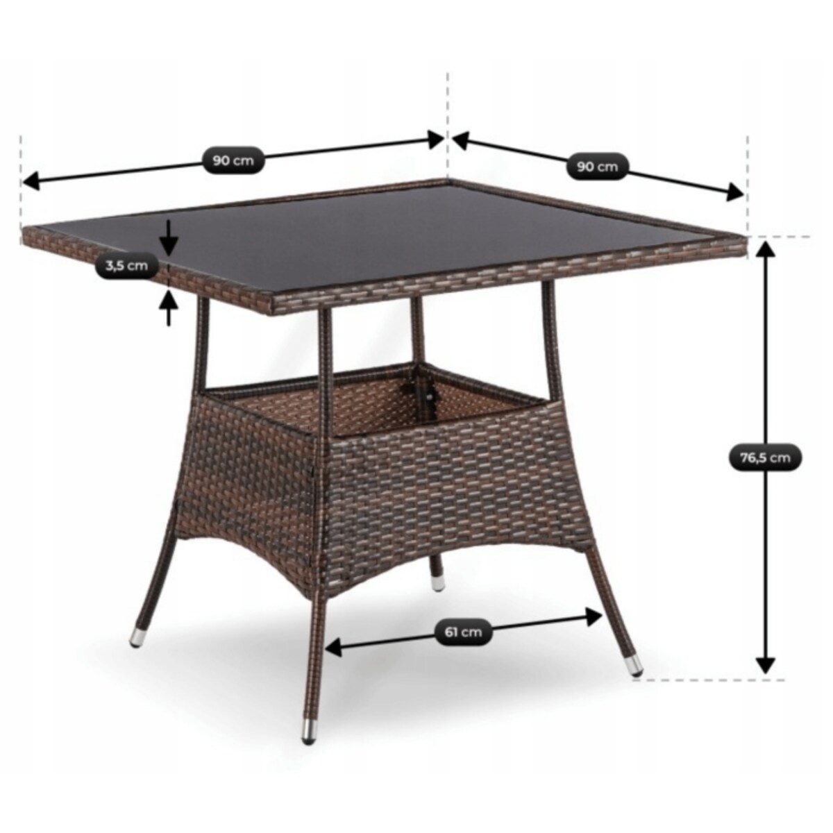 Zestaw Mebli Ogrodowych Na Taras Ogród Stół + 4x Krzesło Brązowy Beż MORADO