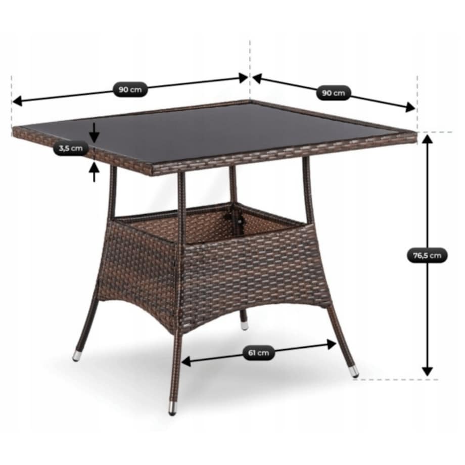 Zestaw Mebli Ogrodowych Na Taras Ogród Stół + 4x Krzesło Brązowy Beż MORADO