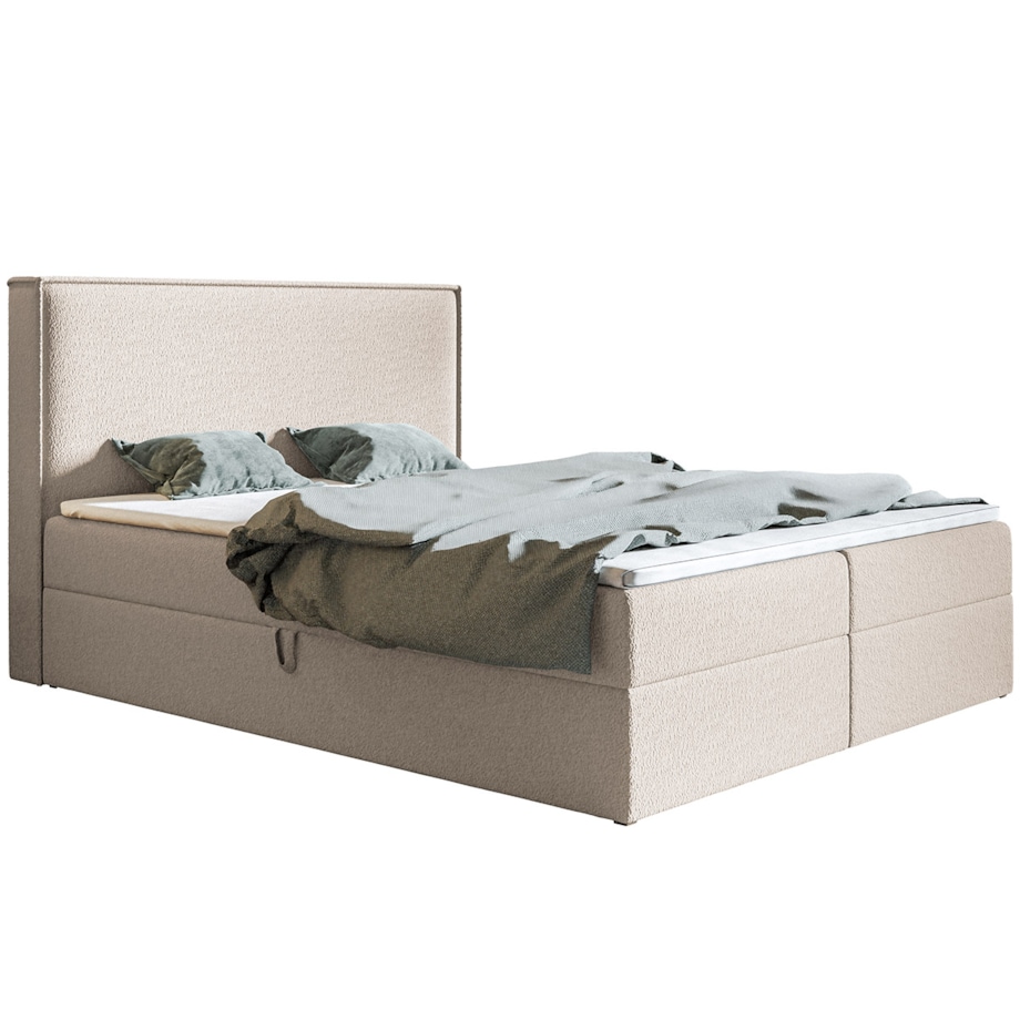 Łóżko kontynentalne FOX 9 140x200 tkanina boucle- beżowe