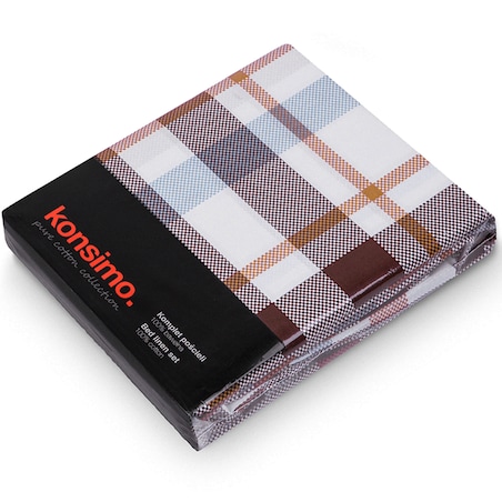 KOBES komplet bawełnianej pościeli, w kratę, 140x200