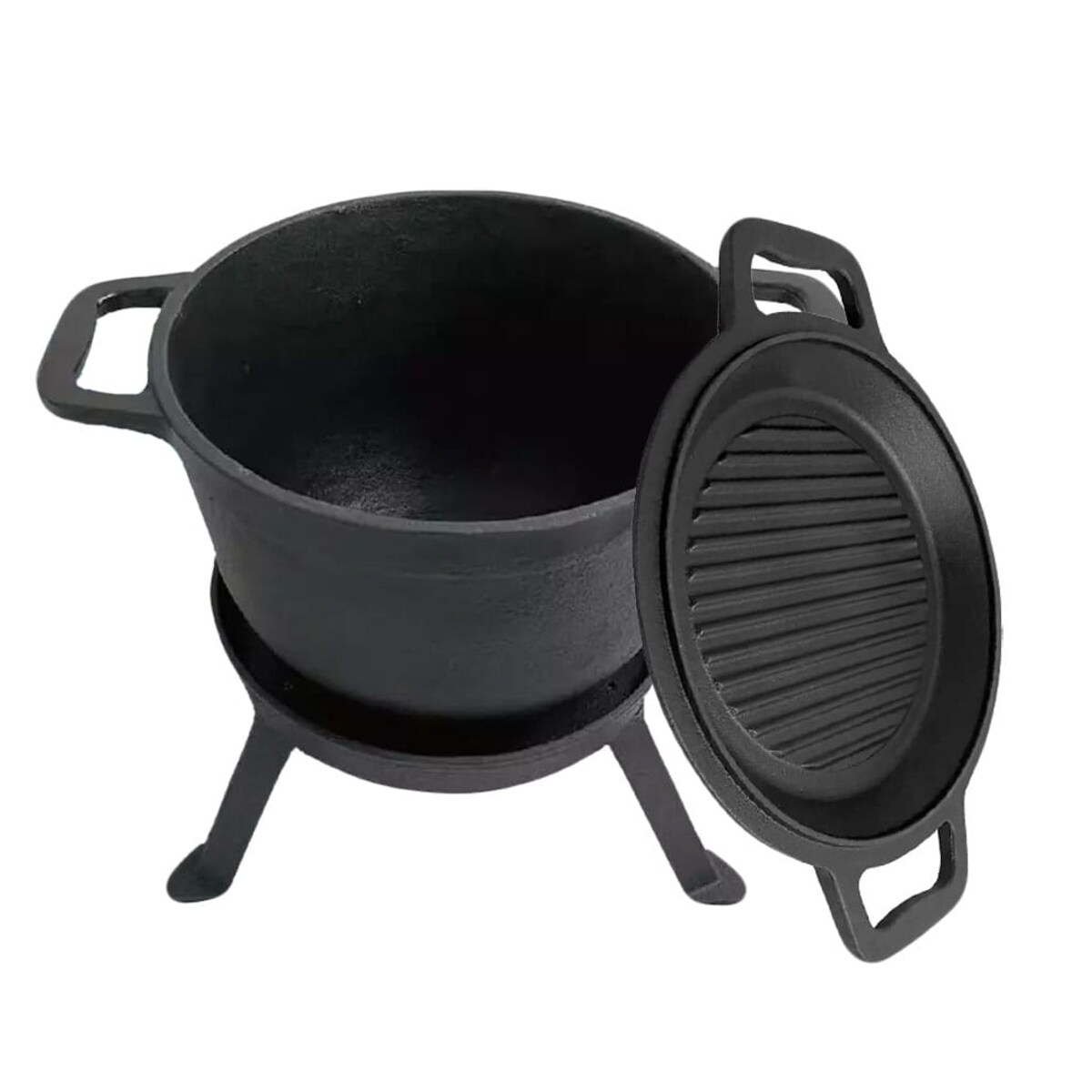 Kociołek żeliwny myśliwski 10L z patelnią grill 2 w 1 KINGHOFF