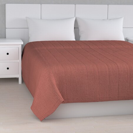 Narzuta pikowana w pasy 260x210 brązowo-koniakowy szenil