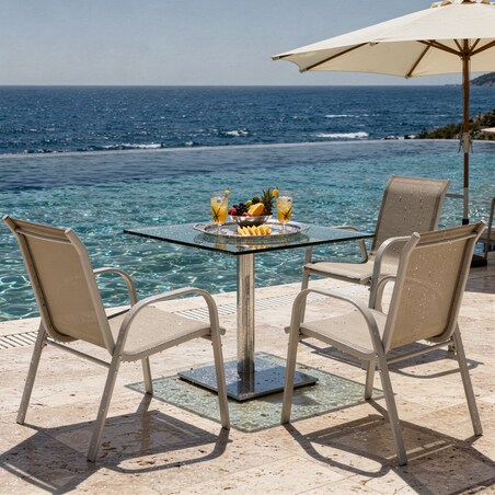 4x Krzesło ogrodowe FIESTA na balkon taras do ogrodu wygodne beżowe