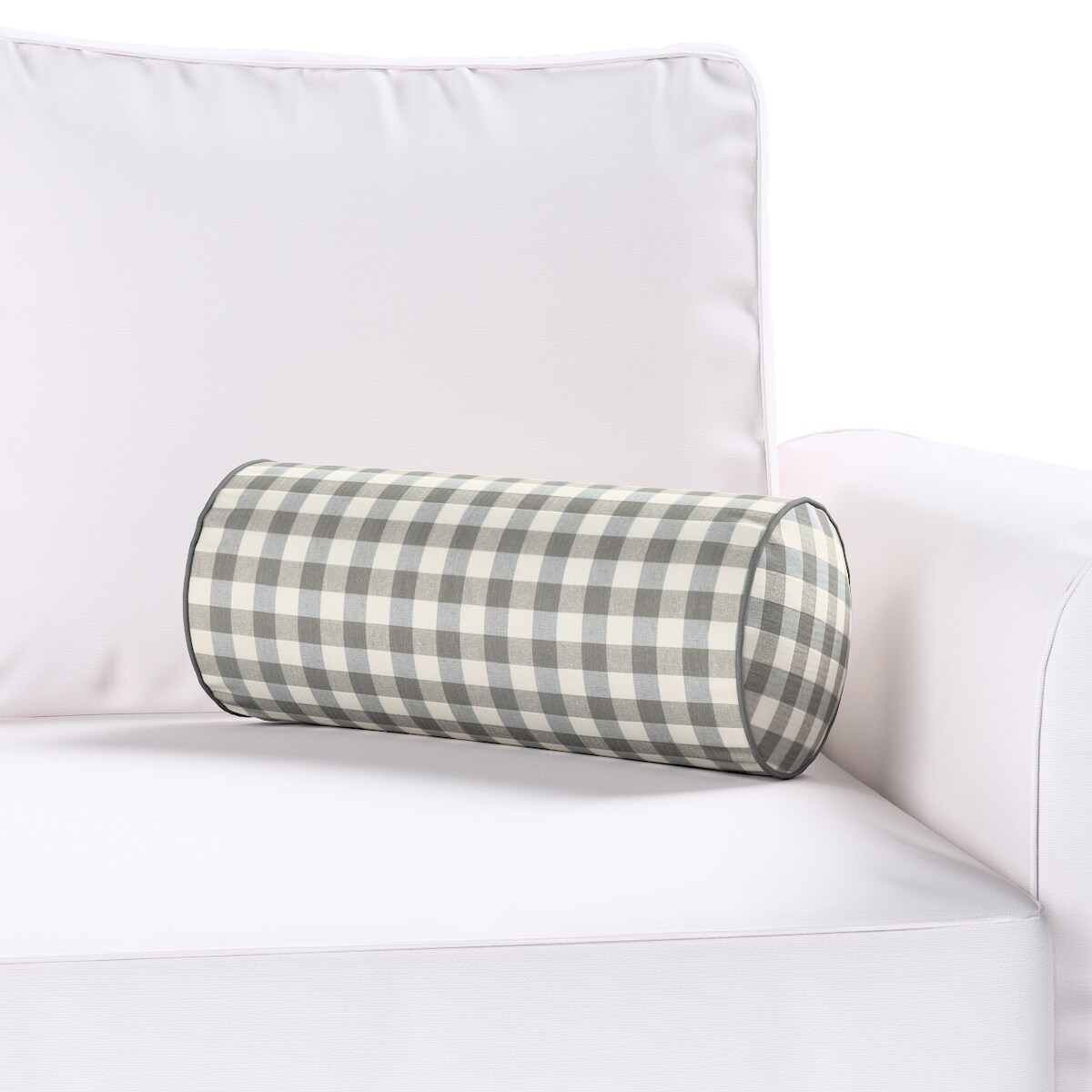 Poduszka wałek prosty, szaro-biała kratka (1,5x1,5cm), Ø16 x 40 cm, Quadro