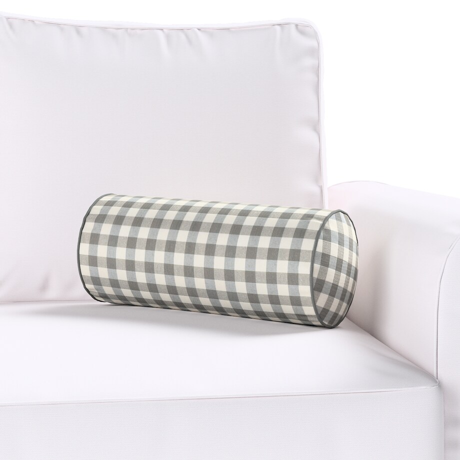 Poduszka wałek prosty, szaro-biała kratka (1,5x1,5cm), Ø16 x 40 cm, Quadro