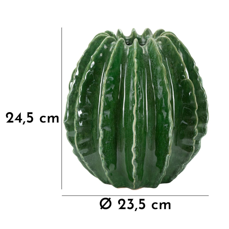 Osłonka dekoracyjna Cactus Ball, kolor zielony, ceramika, 23,5 x 23,5 x 24,5 cm, motyw: kaktus, styl nowoczesny, na doniczkę do salonu, Mauro Ferretti