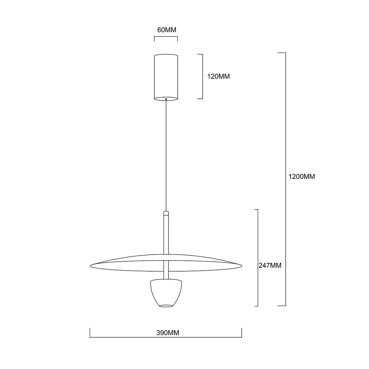 Lampa wisząca Light Prestige Ufo czarny LED CCT 3000K/4000K/6000K (regulowana) 1 szt.
