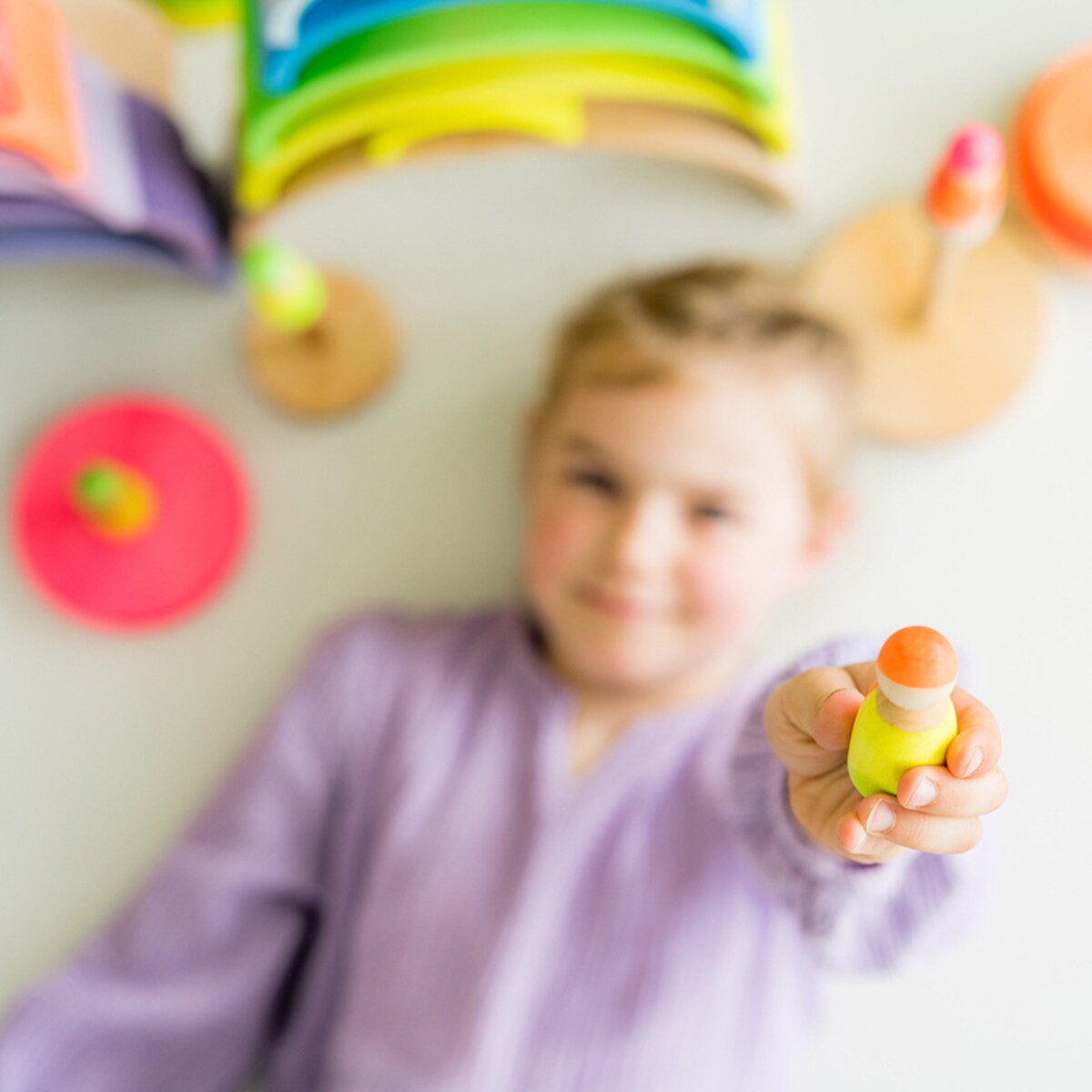 Drewniane figurki Przyjaciele do zabawy dla dzieci 3 szt. Neon Pink/Green Grimm's