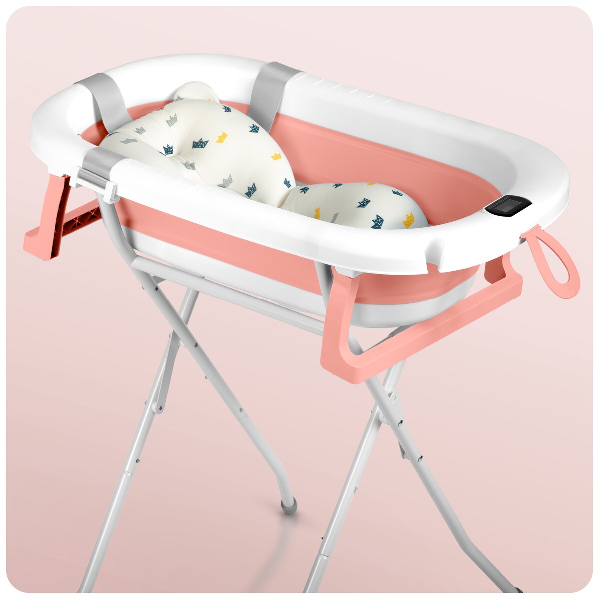 Wanienka składana dla dziecka niemowląt Ricokids termometr LCD poduszka + stojak