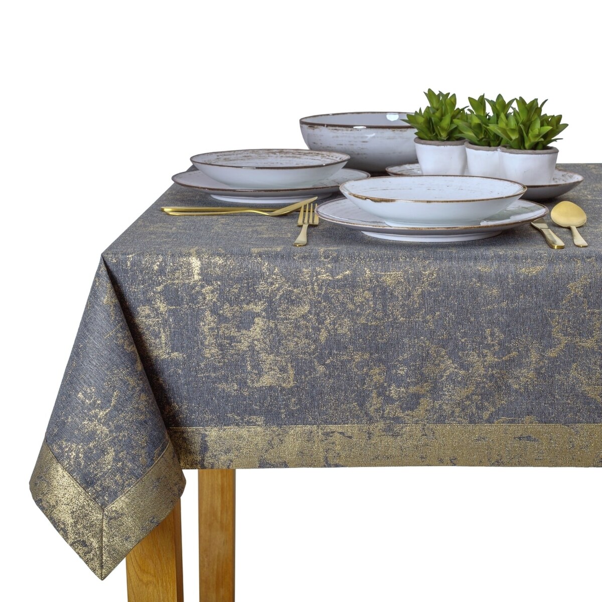 Obrus LX szarozłoty - 120x160 cm - złoty