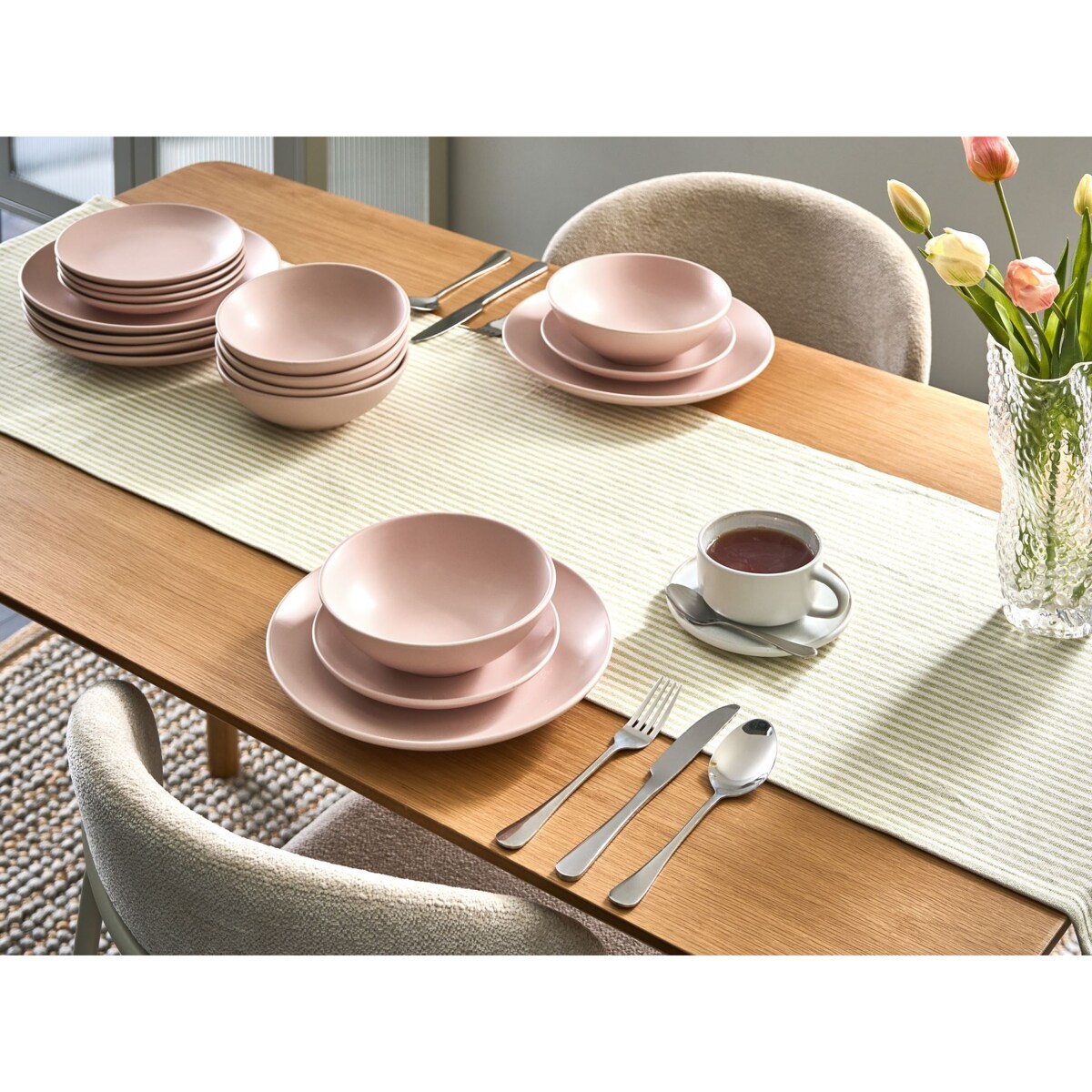 Zastawa stołowa 18-częściowa VIVANI Kamionka Różowy