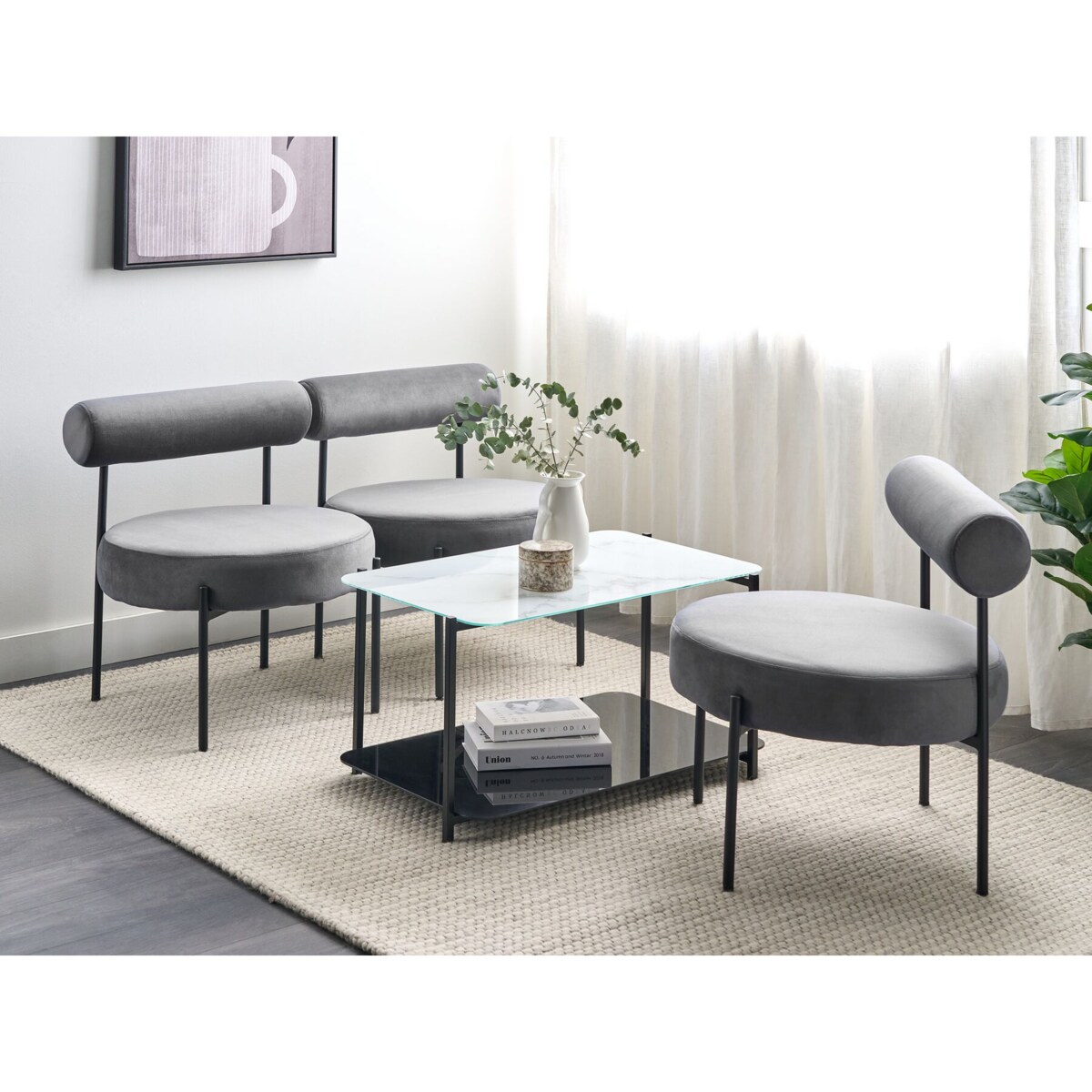 Fotel welurowy szary ALPHA