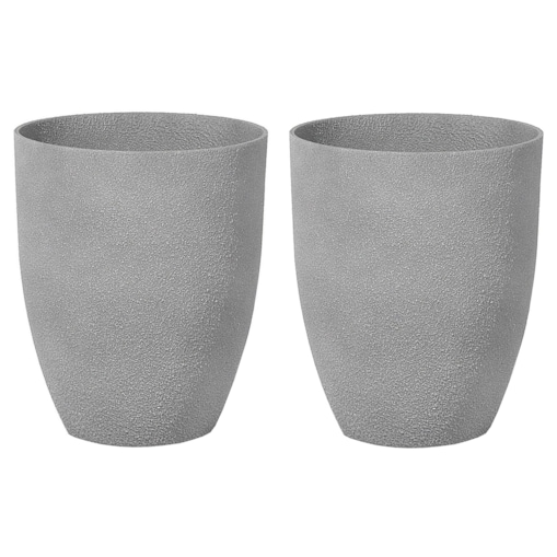 Zestaw 2 doniczek okrągły 35 x 35 x 42 cm szary CROTON