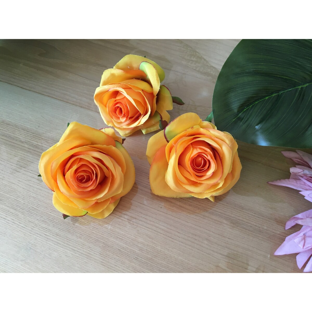 SZTUCZNE KWIATY główka kwiatowa wyrobowa RÓŻA pomarańczowa na bukiet stroik
