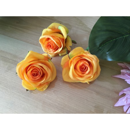 SZTUCZNE KWIATY główka kwiatowa wyrobowa RÓŻA pomarańczowa na bukiet stroik