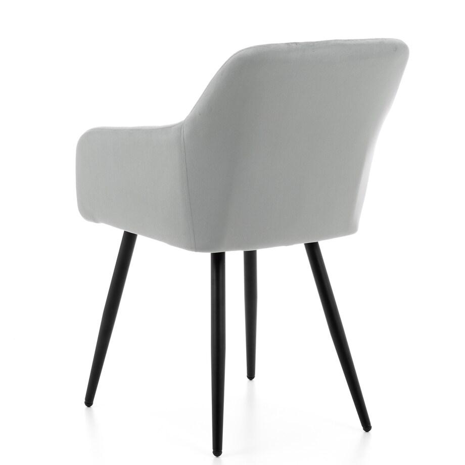 Krzesło tapicerowane pikowane welurowe do salonu jadalni ORTE jasnoszare