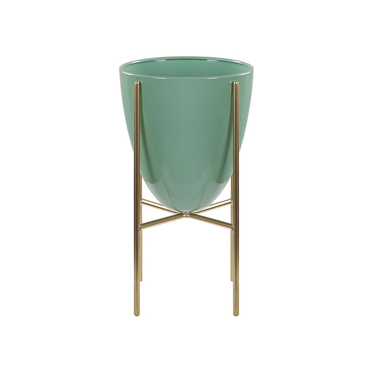 Doniczka na stojaku metalowa 16 x 16 x 31 cm zielono-złota LEFKI