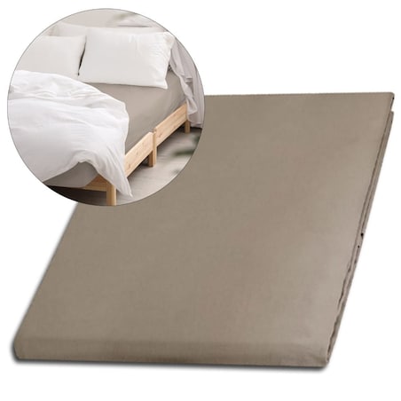 Prześcieradło satynowe bez gumki 200x220 kolor ciemny beż