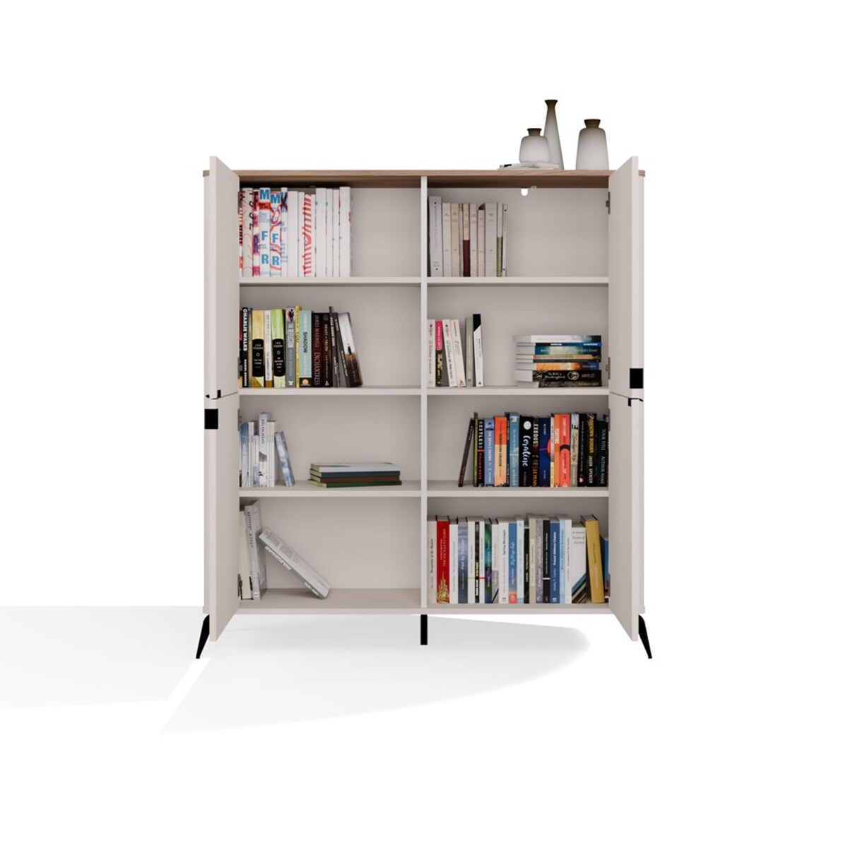 Komoda CORDOBA 4D Kaszmir Beż Dąb Castello Szafka 4 Drzwi 8 Półek Salon