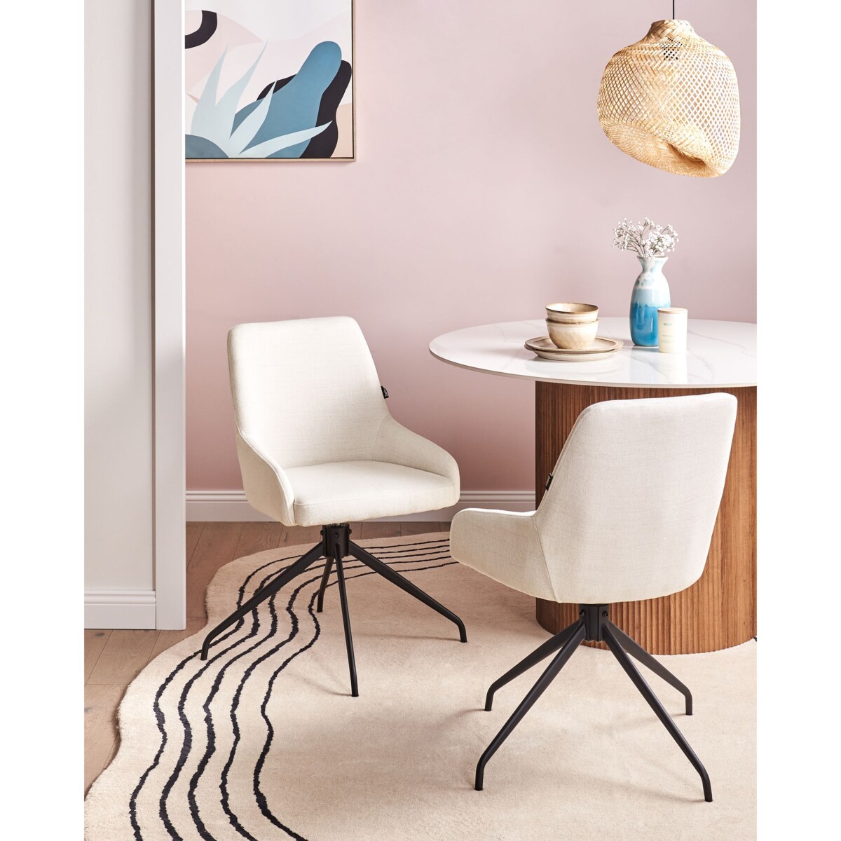 Zestaw 2 krzeseł do jadalni Obrotowy JENNER Złamana biel