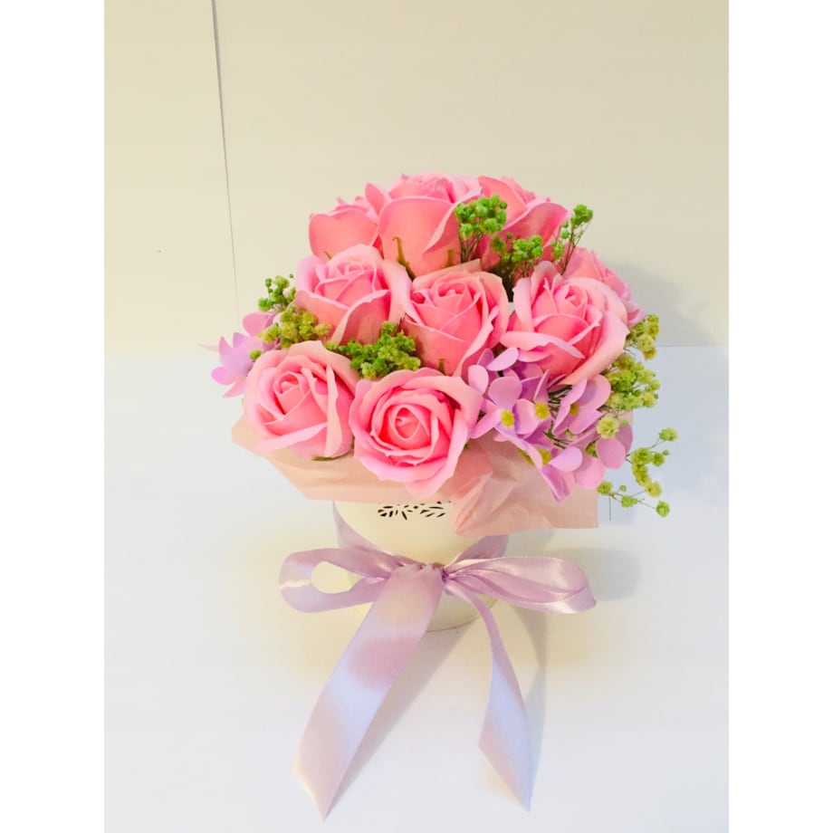 BUKIET KWIATY MYDLANE pachnące na prezent upominek urodziny imieniny róże