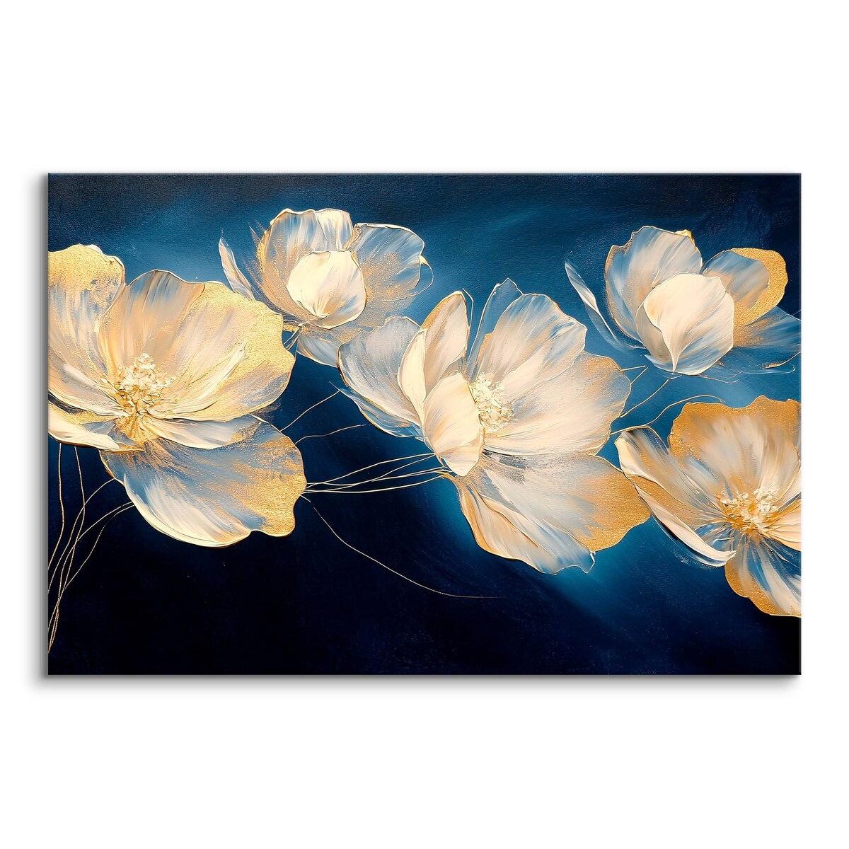 Obraz Do Salonu Sypialni Kremowe Kwiaty Styl Glamour Abstrakcja 120x80cm