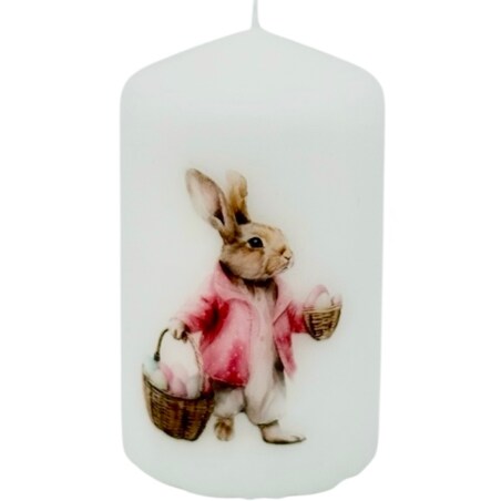 Świeca wielkanocna z zajączkiem – dekoracja świąteczna do koszyka