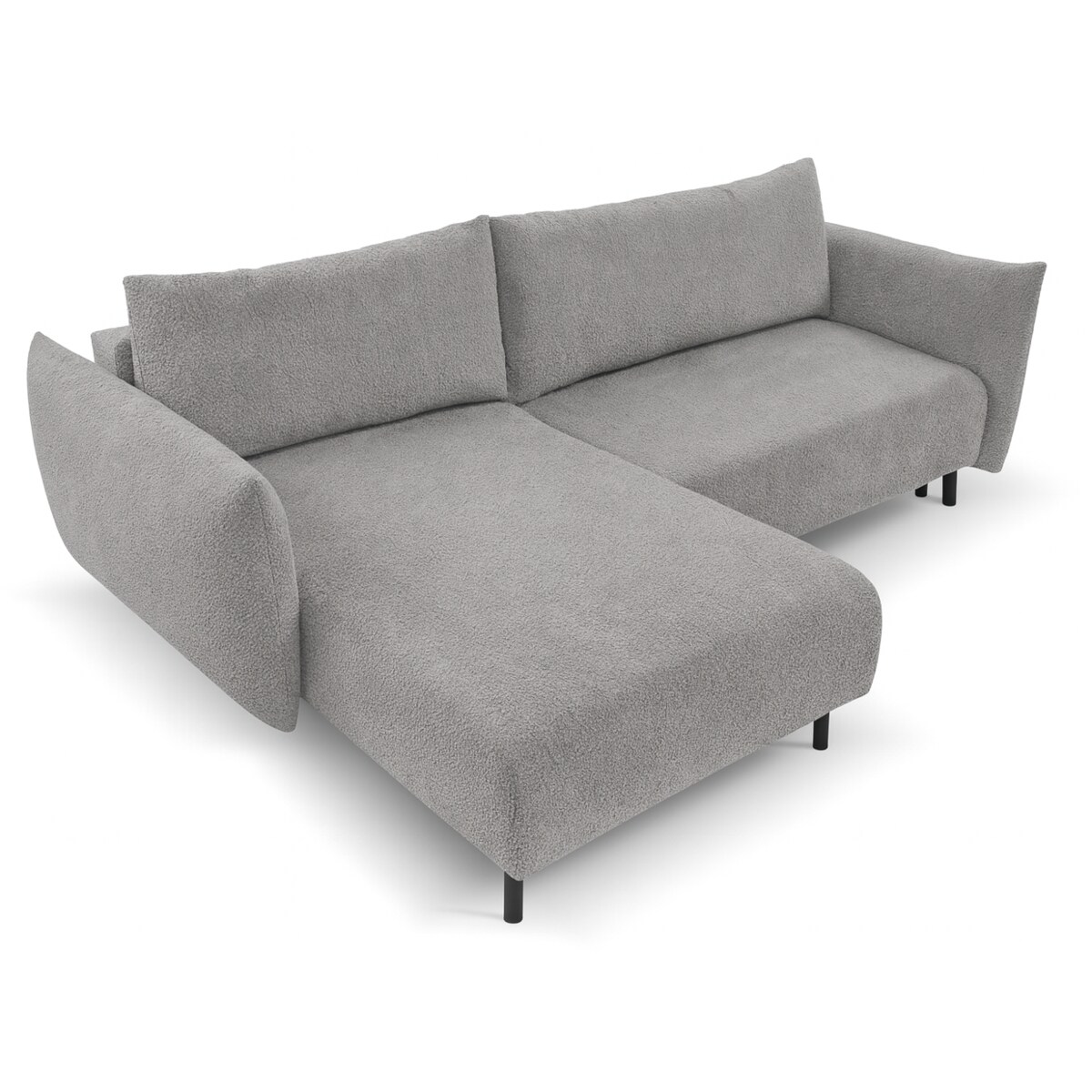 Narożnik DELI z funkcją spania na nóżkach, lewostronny, srebrny