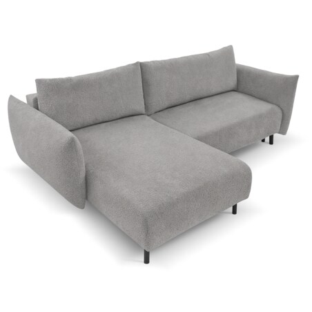 Narożnik DELI z funkcją spania na nóżkach, lewostronny, srebrny