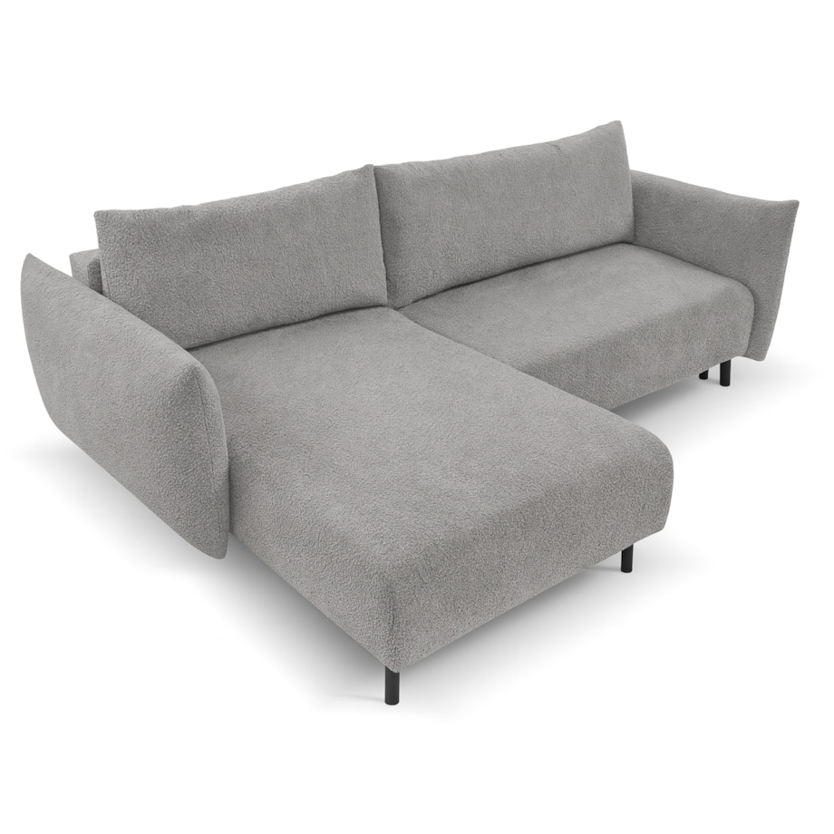 Narożnik DELI z funkcją spania na nóżkach, lewostronny, srebrny