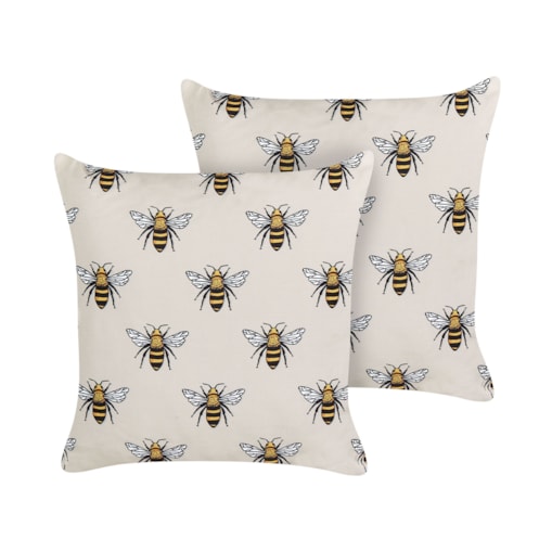 2 poduszki ogrodowe w pszczoły 45 x 45 cm beżowe CANNETO