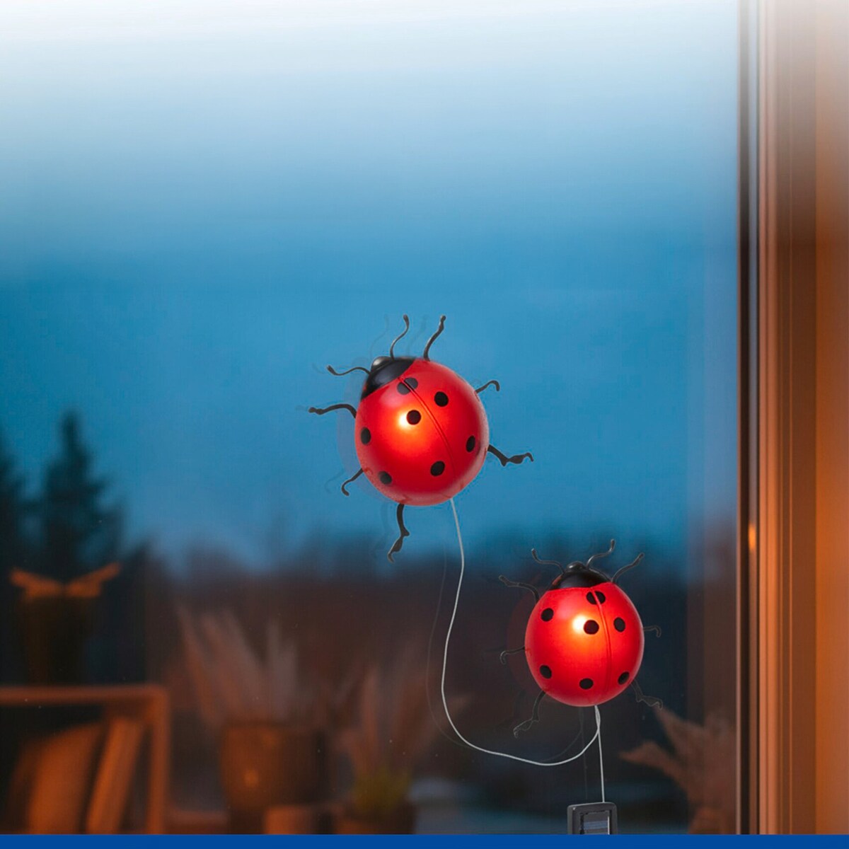 Ogrodowe lampki solarne, biedronki LED, 2 sztuki, 20 cm