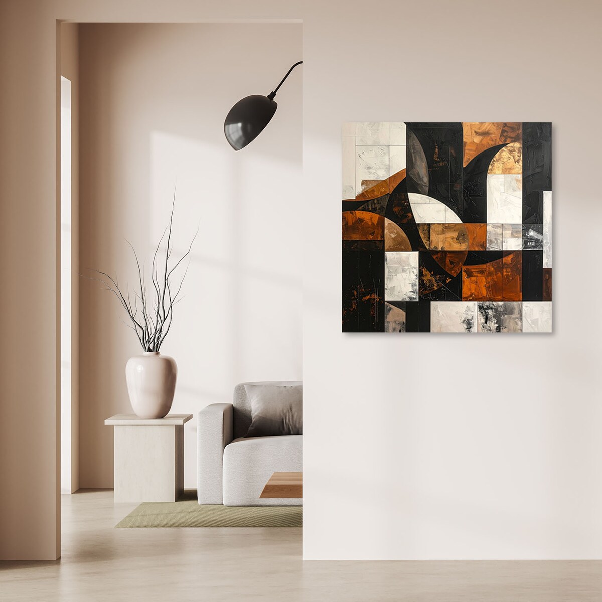 Obraz do salonu sypialni biura loftu, Geometryczne formy abstrakcja brązowy
