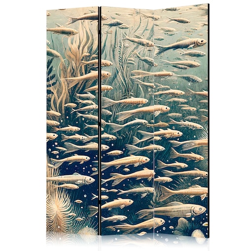 Parawan dwustronny Zwierzęta 135x172 cm 3-częściowy beżowy