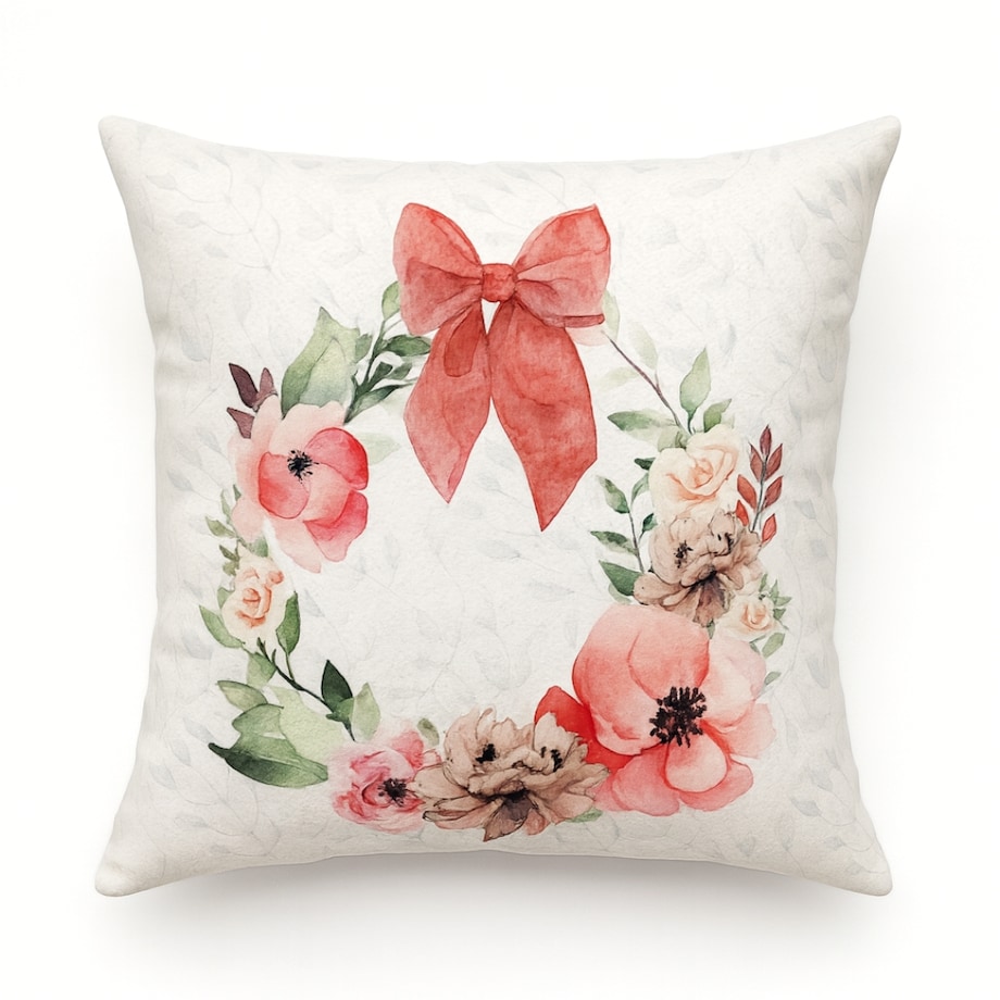 Poszewka welurowa wianek 45x45 z motywem kwiatowym