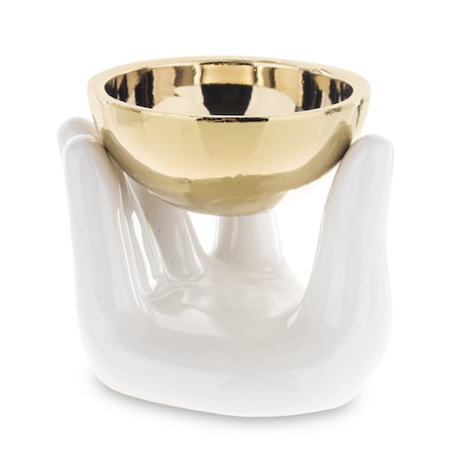 Kominek zapachowy ceramiczny 10x12x10,5 cm AROMA biało-złoty