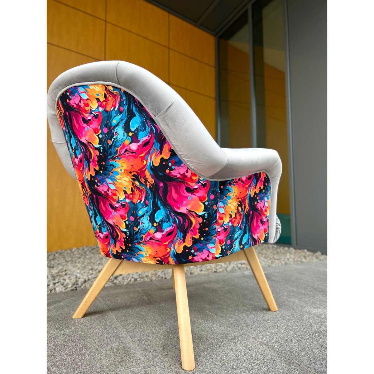 Fotel kubełkowy K05 Kolorowe ekspresja + szary