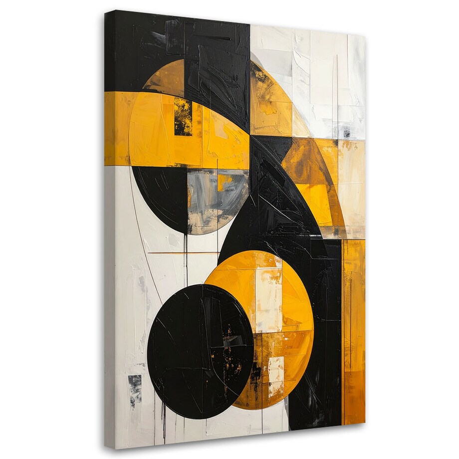 Obraz do salonu sypialni biura loftu, Geometryczna imitacja tekstury zółty czarny