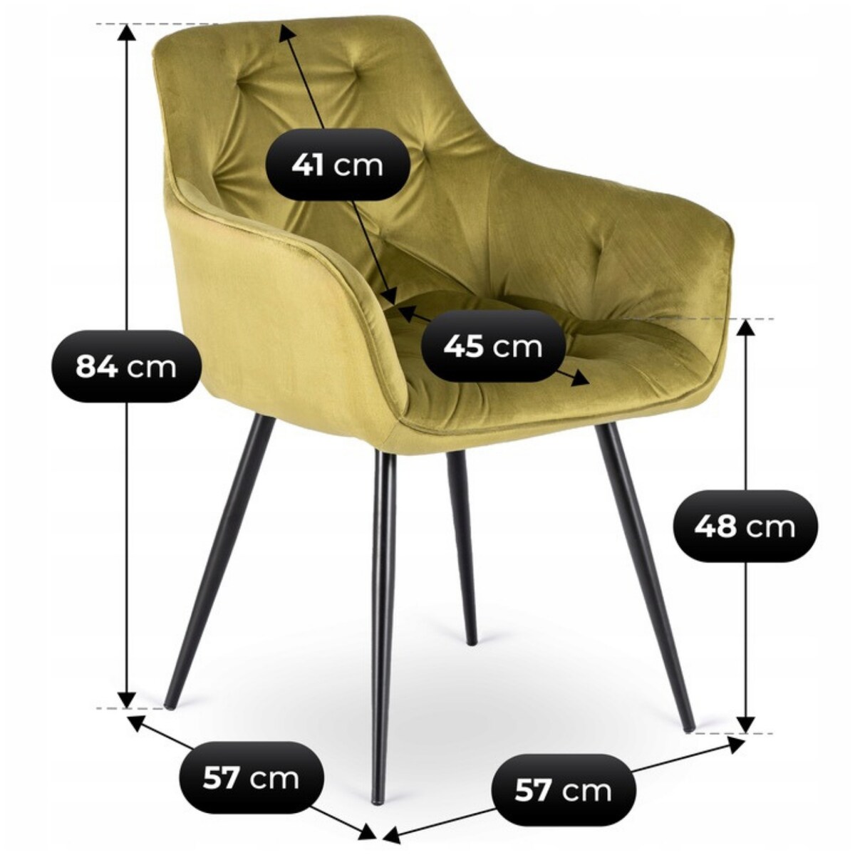 Krzesło Tapicerowane Welurowe Do Salonu Jadalni Kuchni Pistacjowy MODESTO