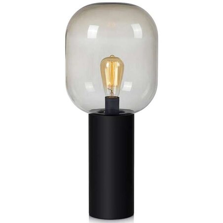 Stołowa LAMPKA loftowa BROOKLYN 107479 Markslojd szklana LAMPA okrągła na biurko industrialna stojąca czarna przydymiona