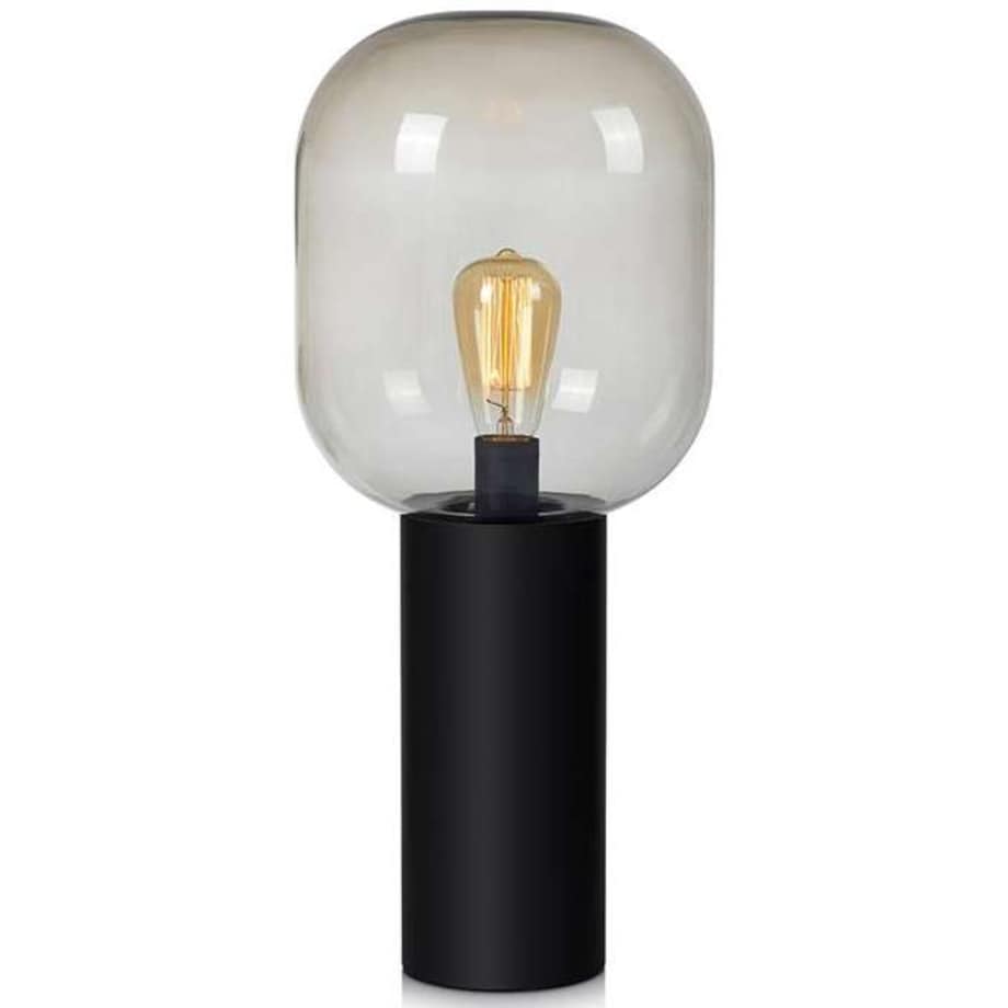 Stołowa LAMPKA loftowa BROOKLYN 107479 Markslojd szklana LAMPA okrągła na biurko industrialna stojąca czarna przydymiona
