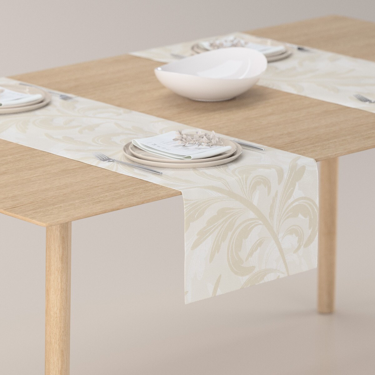 Bieżnik prostokątny 40x130 ecru liście akantu