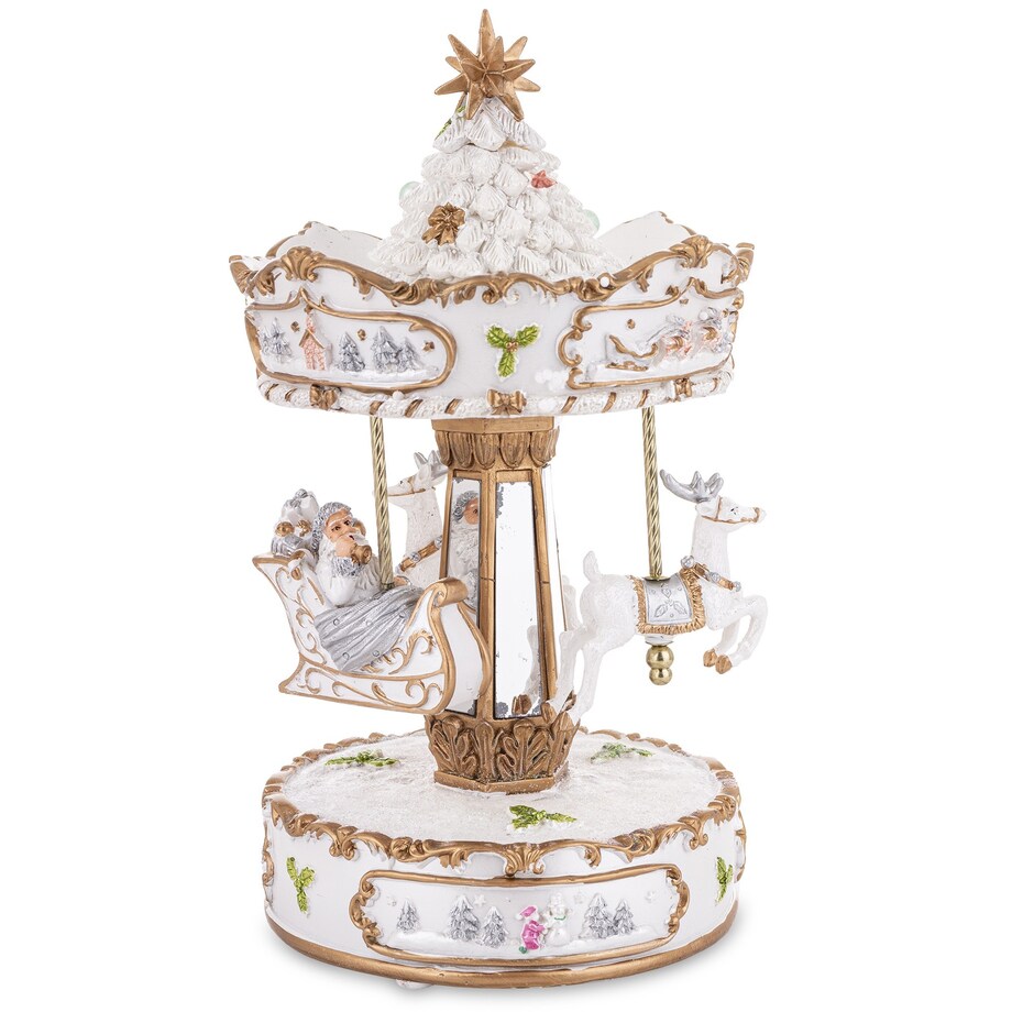 Dekoracja - karuzela z pozytywką 25x15x15 cm GIOSTRA-2 biało-złota