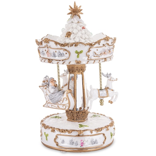 Dekoracja - karuzela z pozytywką 25x15x15 cm GIOSTRA-2 biało-złota