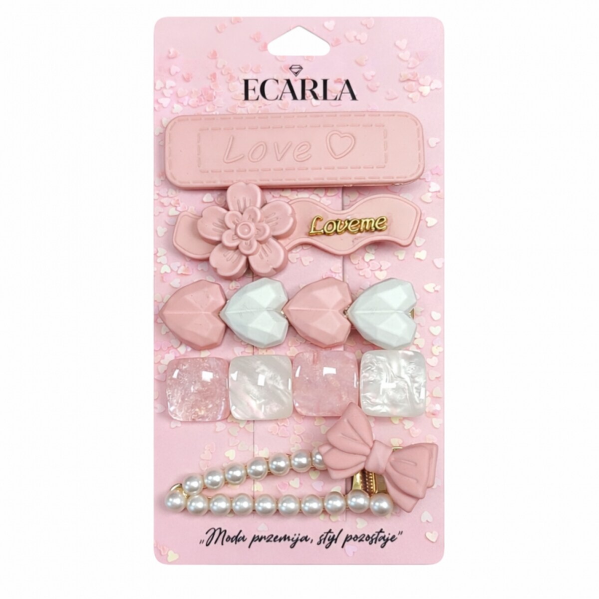 Zestaw pakiet 5w1 spinek wsuwek do włosów, dziecięcych PINK SP451