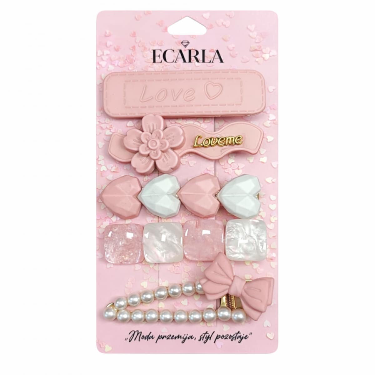 Zestaw pakiet 5w1 spinek wsuwek do włosów, dziecięcych PINK SP451