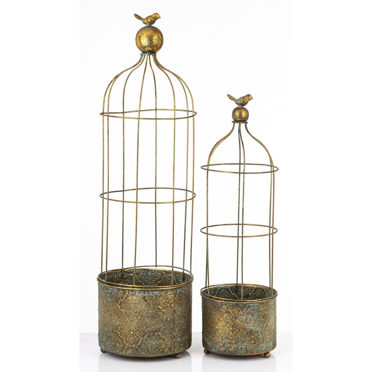 Klatka dekoracyjna metalowa kpl. 2 sztuki z ptaszkiem