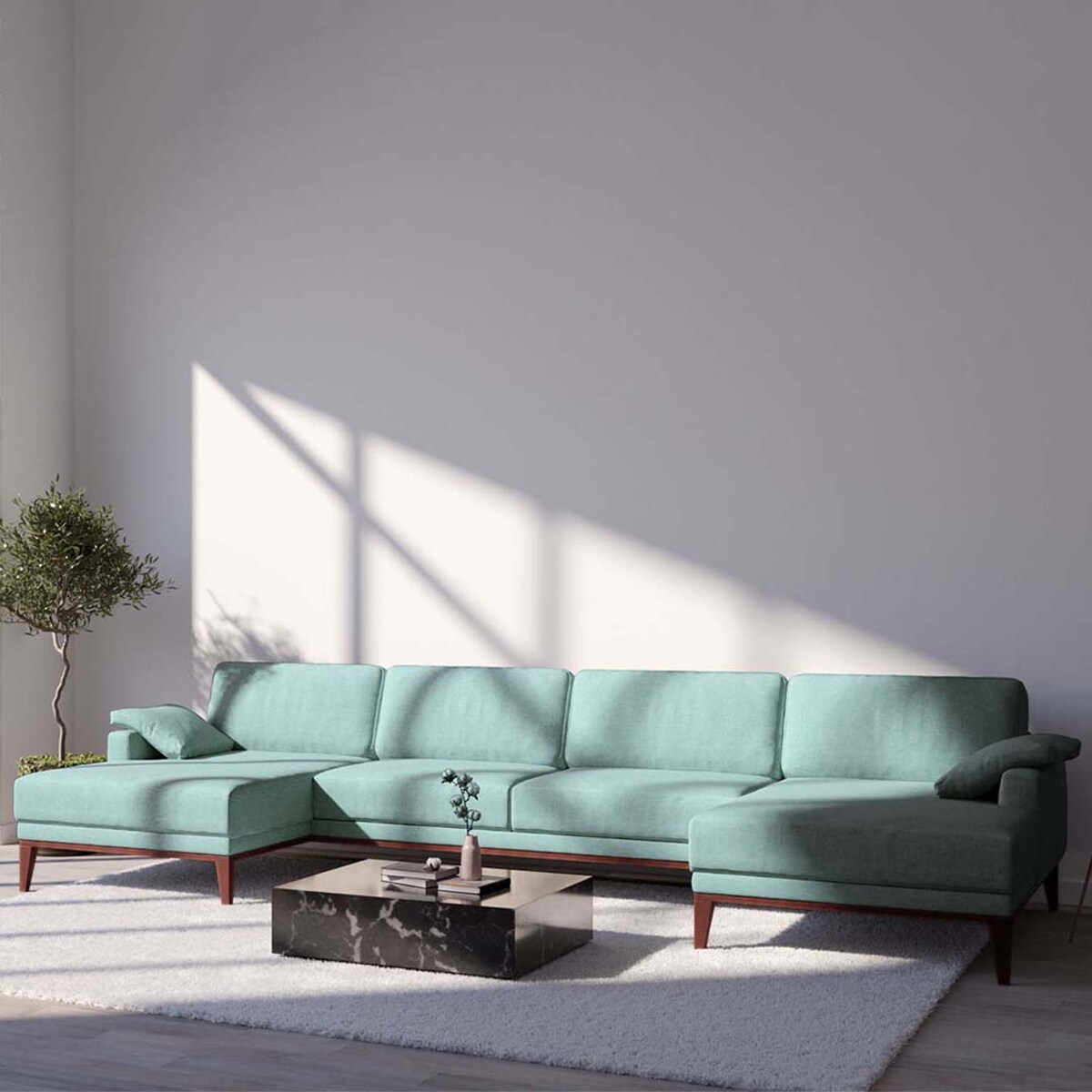 Sofa narożna podwójna Musso miętowa