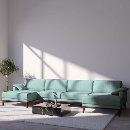 Sofa narożna podwójna Musso miętowa